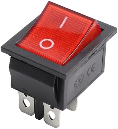 Kcd4 Bootsförmiger Wippschalter 16 A 250 Vac Mit Roter Beleuchtung, 4-polig, Robust, Langlebig, Für Industrielle Elektrische Geräte, Schwarz Und Weiß (mit Beleuchtung)