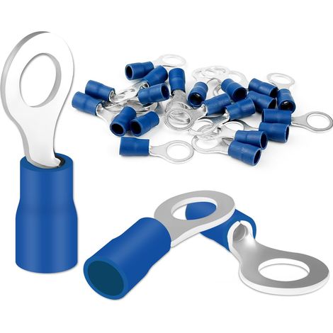 Packung Mit 20 Ringkabelschuhen 1,5–2,5 Mm² – Blau – Lochdurchmesser M5 – Crimp-kabelverbinder Aus Pvc, Teilweise Mit Verzinntem Kupfer Isoliert