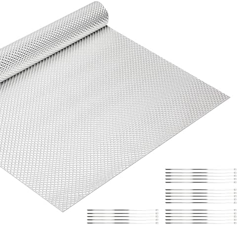 Hitzeschutzblech Aus Geprägtem Aluminium Mit 20 Kabelbindern Aus Edelstahl Für Auspuff/schalldämpfer/motorschutz An Autos Und Motorrädern (200 Cm X 40 Cm)