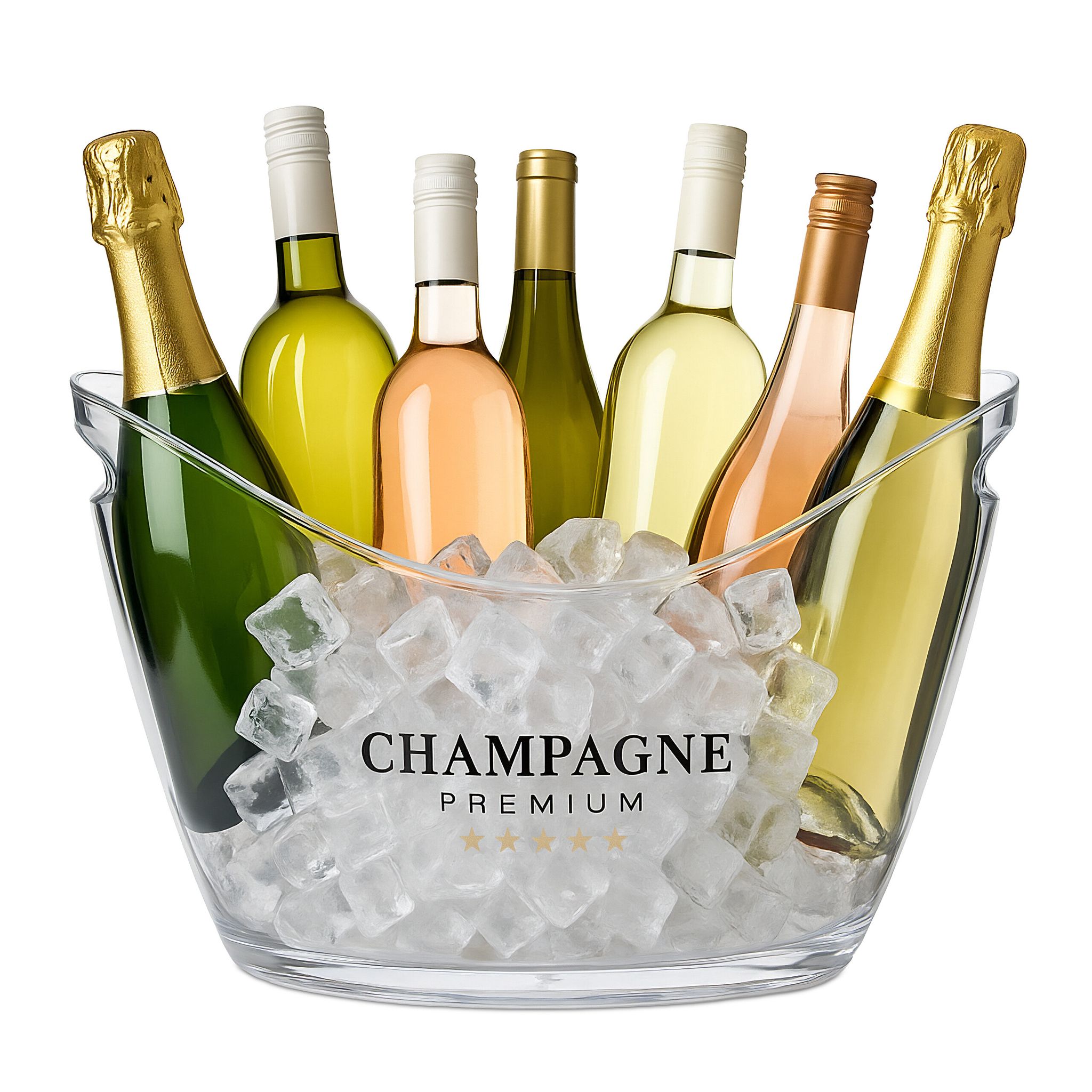 4 X Eiseimer, Getränkeschalen Mit Griffen, 8 L, Flaschenkühler Für Sekt, Champagner & Wein, Kunststoff, Transparent