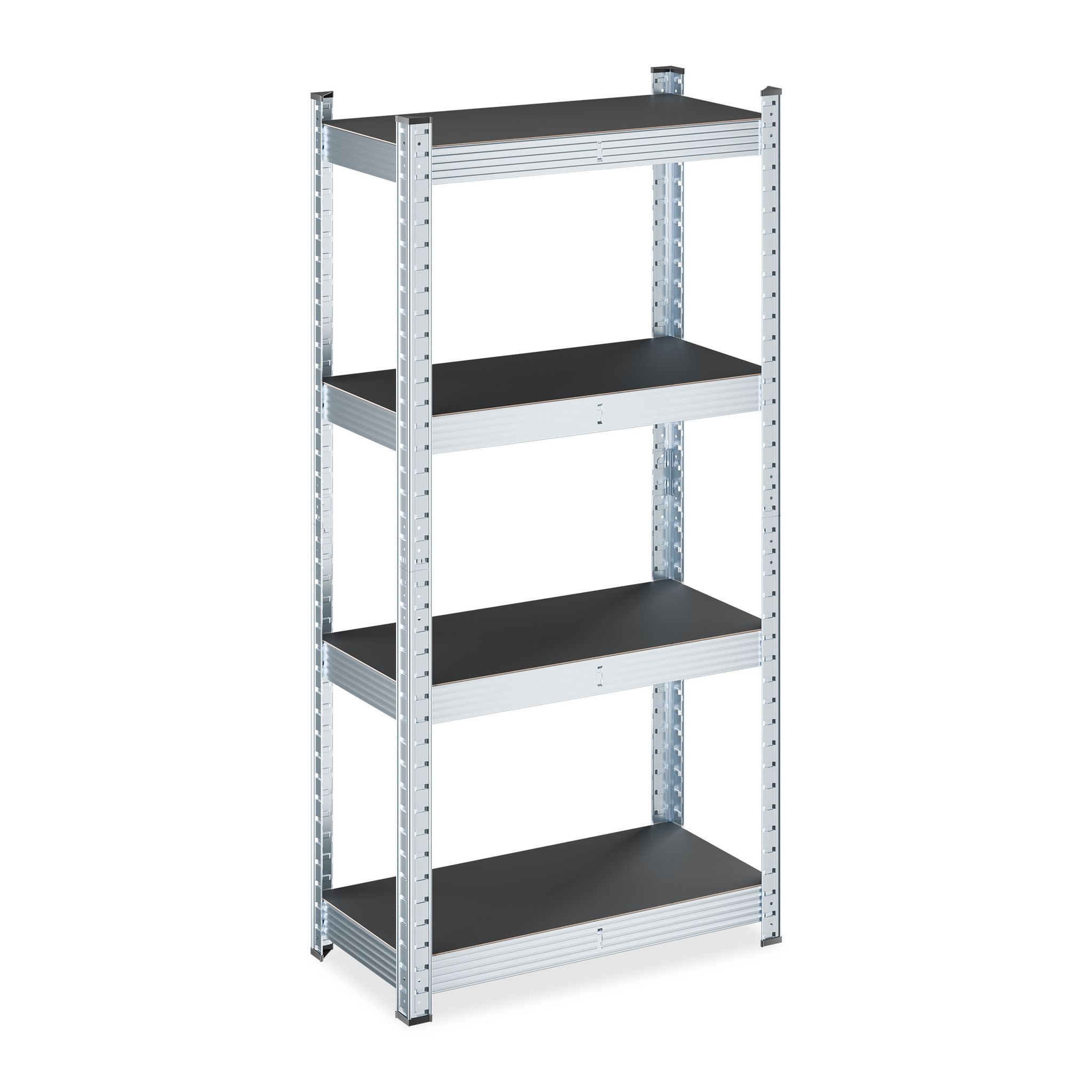 2 X Schwerlastregal, Hxbxt: 120 X 60 X 30 Cm, 700 Kg, Verzinkter Stahl, Lagerregal Keller & Garage, Schwarz/silber