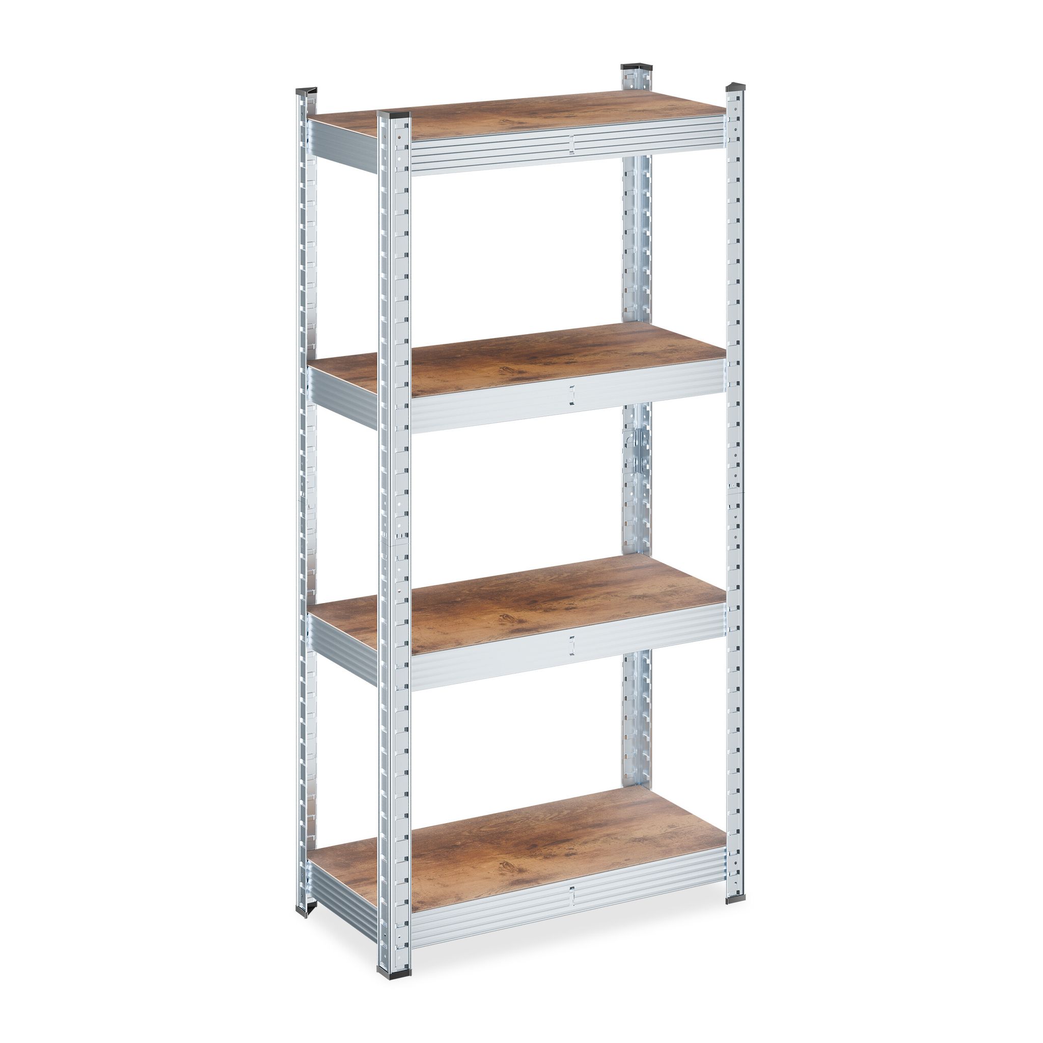 2 X Schwerlastregal, Hxbxt: 120 X 60 X 30 Cm, 700 Kg, Verzinkter Stahl, Lagerregal Keller & Garage, Braun/silber