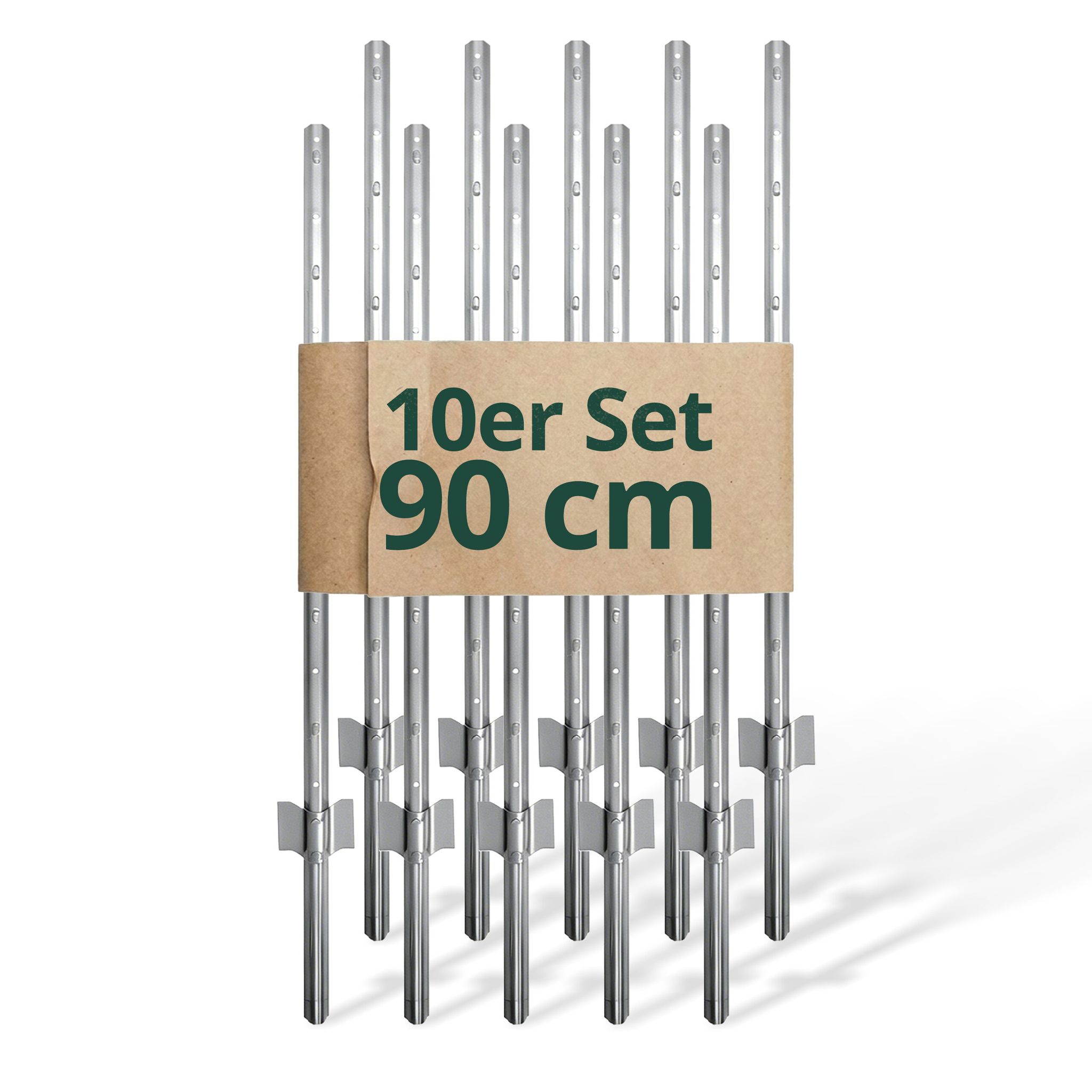 Relaxdays Zaunpfosten, 10er Set, Für Drahtzaun, Zaunpfahl Zum Einschlagen, 90 Cm Hoch, U-profil, Garten, Stahl, Silber