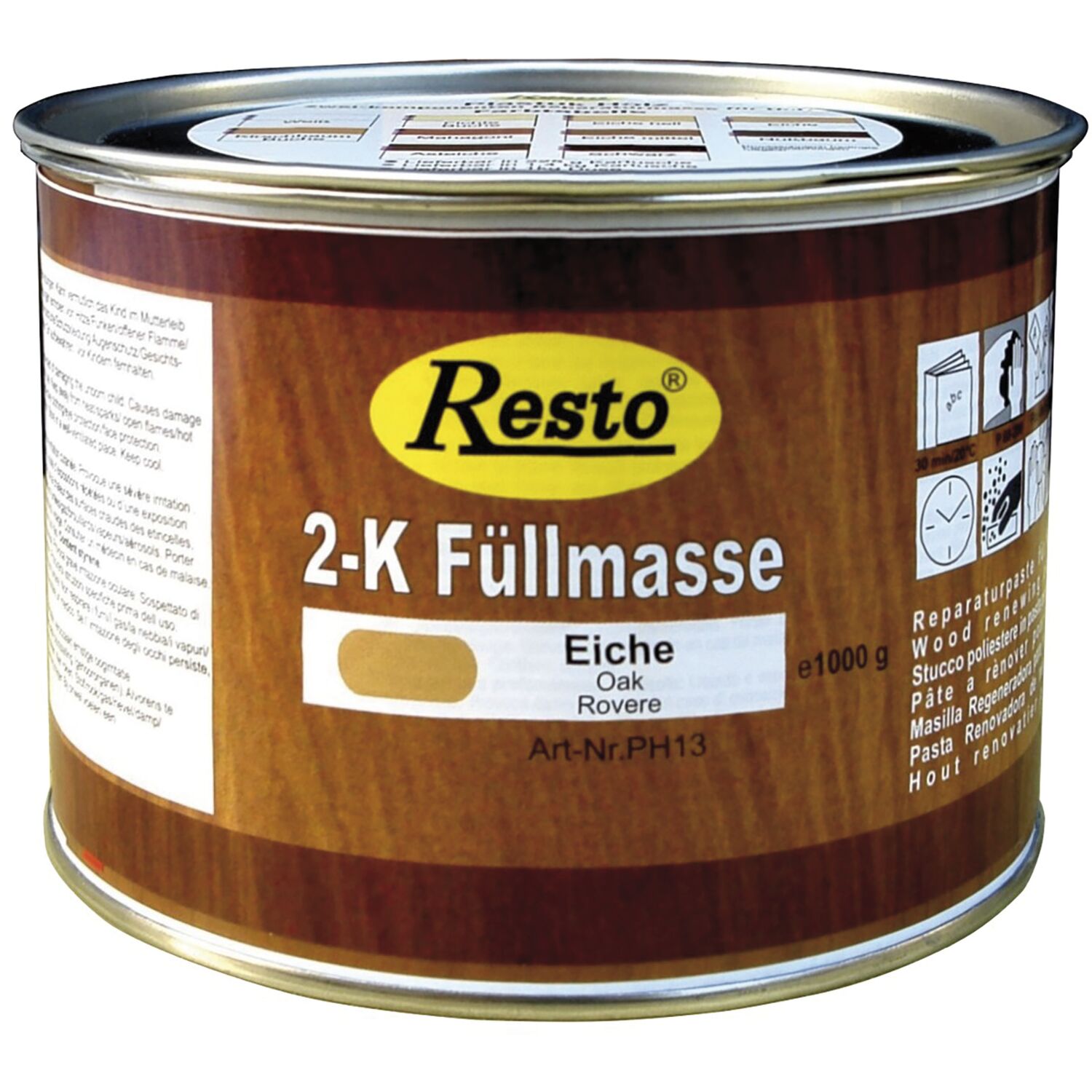 Resto 2k Füllmasse 500g Mooreiche, 2k Spachtel, Holzkitt, Holzspachtel Auf Polyesterbasis, Schnell Trocknend, Beizbar, Überstreichbar