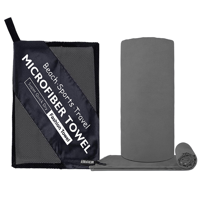 Schnelltrocknendes Mikrofaser-sporthandtuch 76 X 152 Cm – Doppelseitiges Yoga- Und Schwimmhandtuch, Extrem Saugfähig Und Kompakt Für Fitness, Reisen Und Strand, Dunkelgrau-x