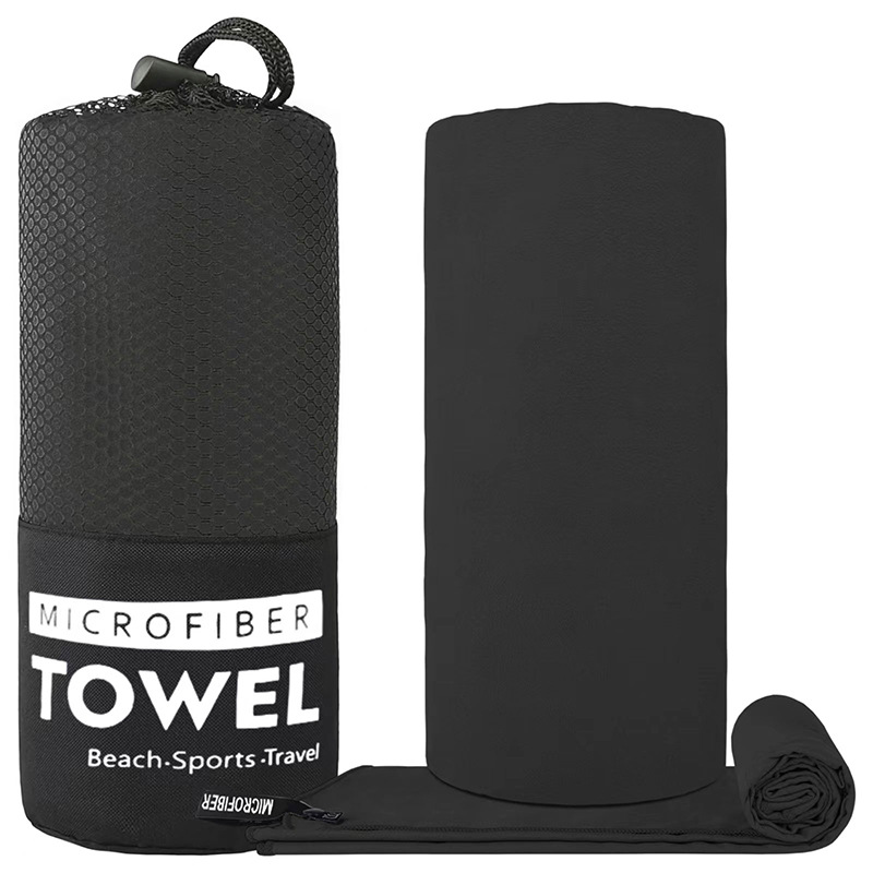 Schnelltrocknendes, Doppelseitiges Mikrofaser-sporthandtuch – Tragbares Fitnesshandtuch Für Yoga Und Schwimmen, 76 X 152 Cm, Schwarz-x
