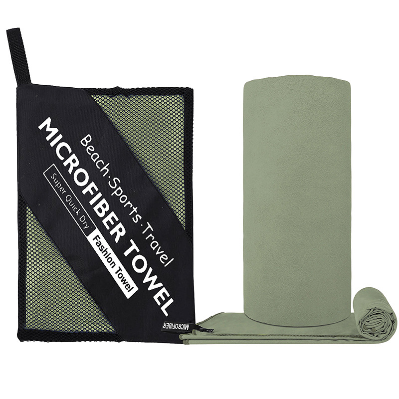 Schnelltrocknendes Mikrofaserhandtuch 76 X 152 Cm – Doppelseitiges Sporthandtuch Für Yoga, Schwimmen Und Fitness – Tragbares Und Saugfähiges Accessoire, Armeegrün-x