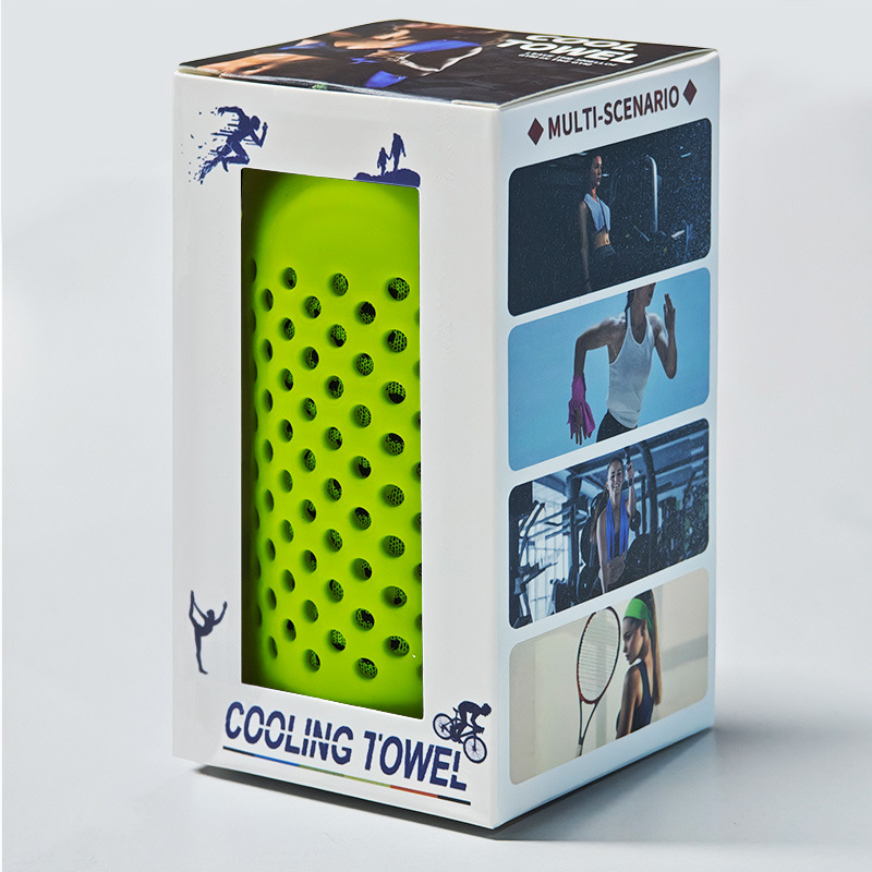 Kühlendes Sporthandtuch Mit Eis-effekt – Schnelltrocknendes Fitnesshandtuch Aus Eisseide, 30 X 80 Cm, 120 G/m², Ideales Sommergeschenk, Fluoreszierendes Grün-x