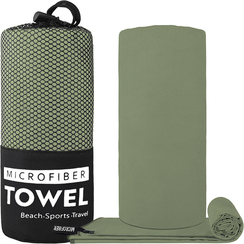 Schnelltrocknendes Mikrofaser-sporthandtuch 76 X 152 Cm, Doppelseitiges Fitnesshandtuch Für Yoga Und Schwimmen, Extrem Saugfähig, Kompakt Und Leicht, Armeegrün-x