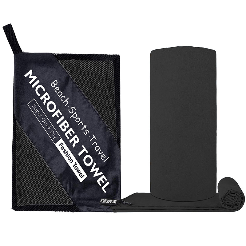 Schnelltrocknendes Mikrofaser-sporthandtuch 76 X 152 Cm – Ultra-saugfähiges, Kompaktes Und Leichtes Doppelseitiges Handtuch Für Fitness, Yoga, Schwimmen Und Reisen – Schwarz-x