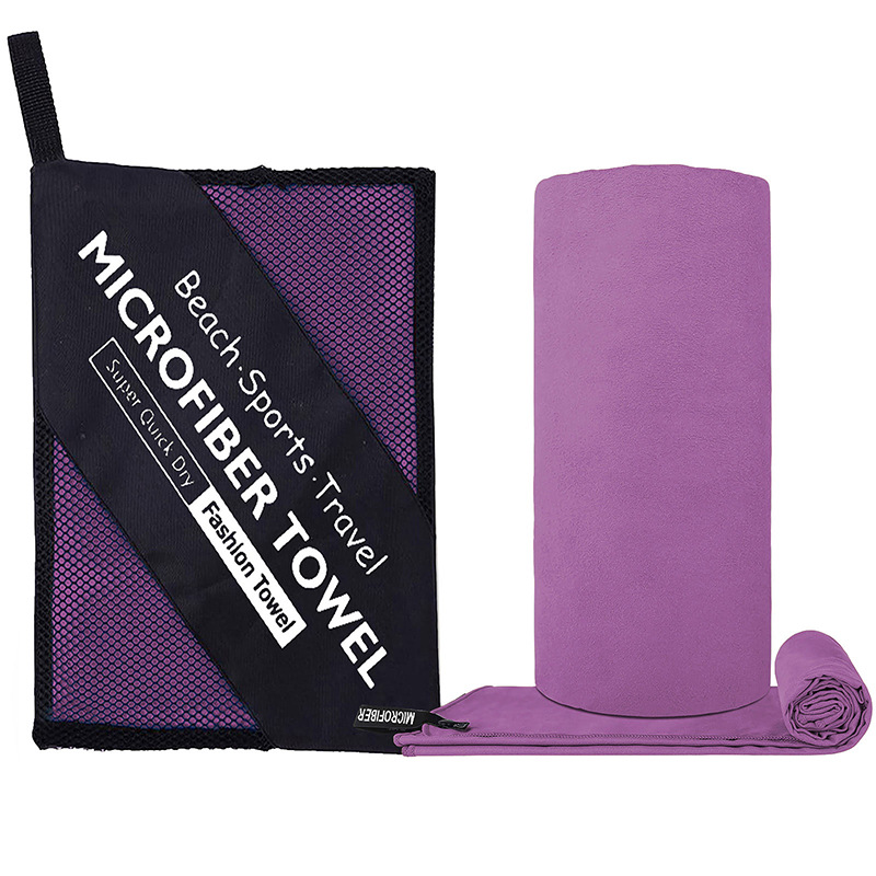 Schnelltrocknendes Mikrofaser-sporthandtuch – Doppelseitiges Handtuch 76 X 152 Cm Für Yoga, Schwimmen Und Fitness – Ultra-saugfähig, Kompakt Und Tragbar, Lila-x