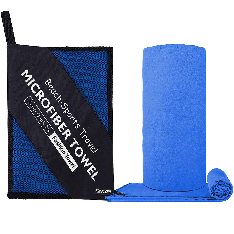 Schnelltrocknendes Mikrofaser-sporthandtuch – Doppelseitiges, Tragbares Fitnesshandtuch Für Yoga, Schwimmen Und Fitnessstudio – 76 X 152 Cm, Saphirblau-x