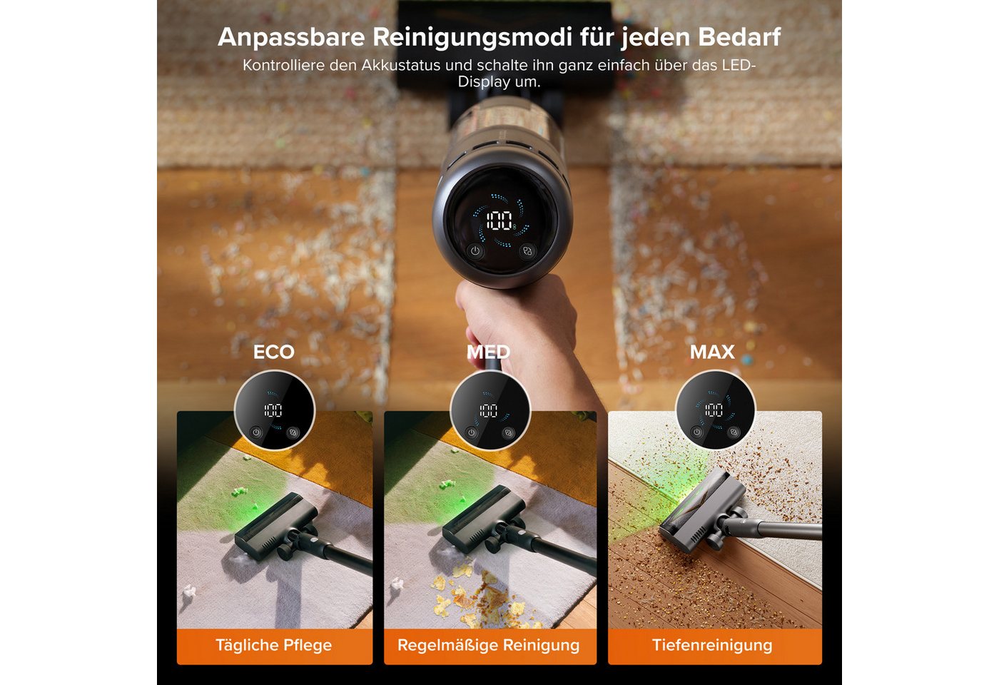 Roborock H60 Hub Ultra - Akku-staubsauger Kabellos Mit Selbstentleerungsstation - 210 Aw Saugleistung - Verheddungsfreie Bürste - 90 Min Akkulaufzeit - 9-zyklonen-technologie Bild 3