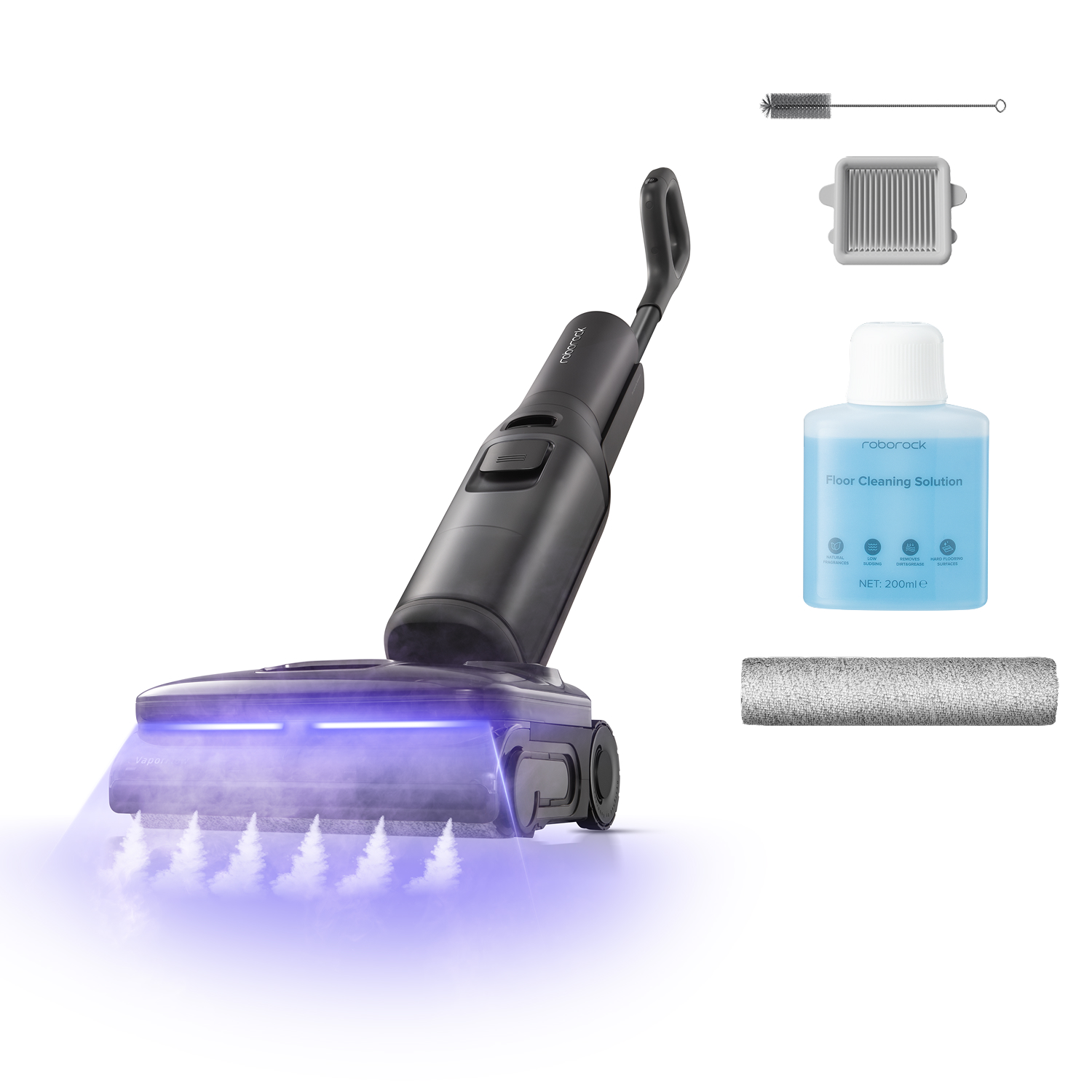 Roborock F25 Steam – Kabelloser Nass-trocken-sauger Mit Vaporflow 180°c & Flatreach 2.0 25000 Pa Saugkraft 95°c Auto-reinigungsstation 80 Min Akkulaufzeit 1l Schwarz