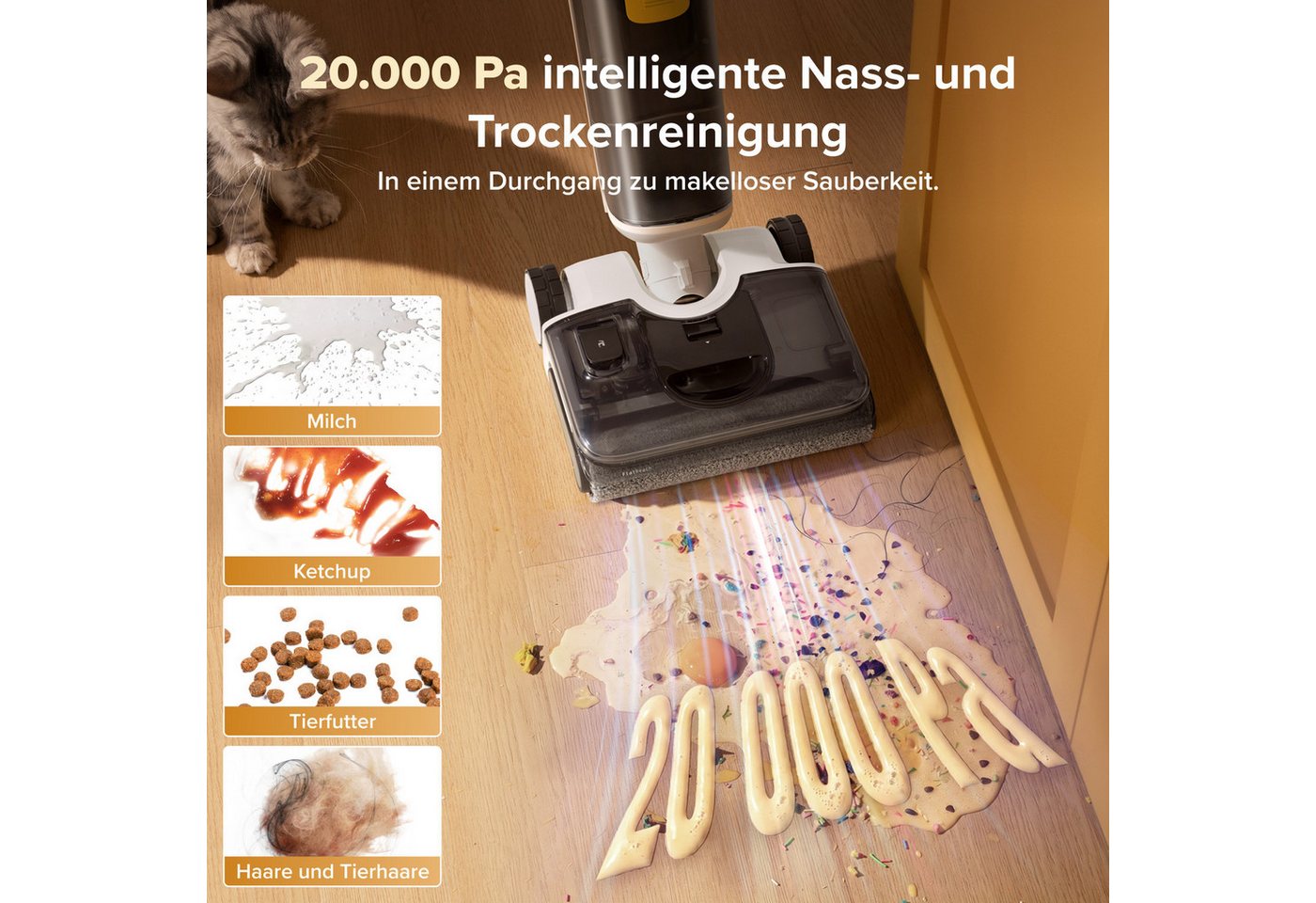 Roborock F25 Gt Gen 2 Akku-wischsauger 20.000 Pa, Selbstreinigung 90°c, Verfilzungsschutz 0%, Flatreach 180°, 38 Min Laufzeit / 284 M², Neu 2026