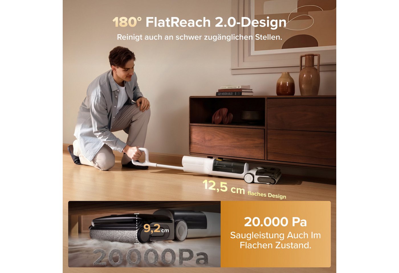 Roborock F25 Gt Gen 2 Akku-wischsauger 20.000 Pa, Selbstreinigung 90°c, Verfilzungsschutz 0%, Flatreach 180°, 38 Min Laufzeit / 284 M², Neu 2026 Bild 2