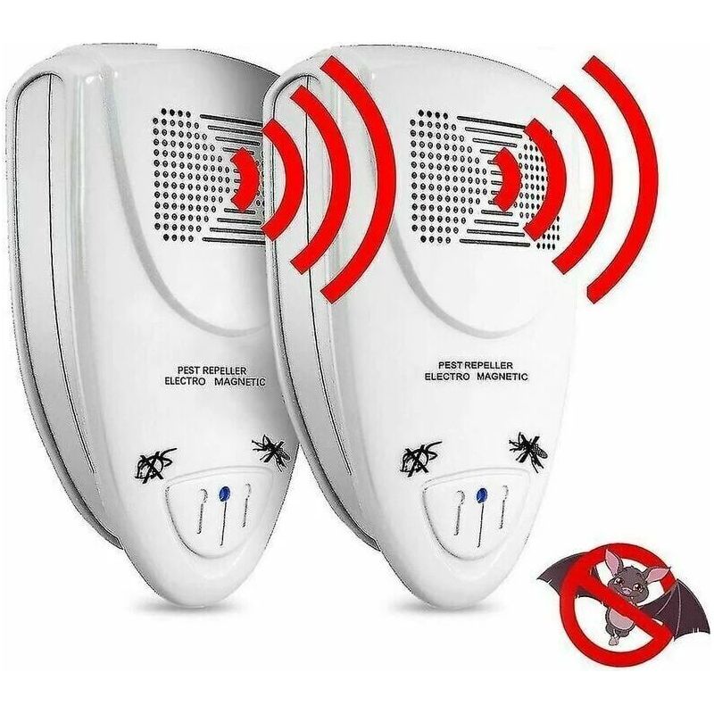 2er-pack Ultraschall-fledermausabwehrgeräte. Schutz Für Flächen Bis Zu 9.360 M². Vertreibt Mäuse, Ratten Und Insekten. Eu-stecker.