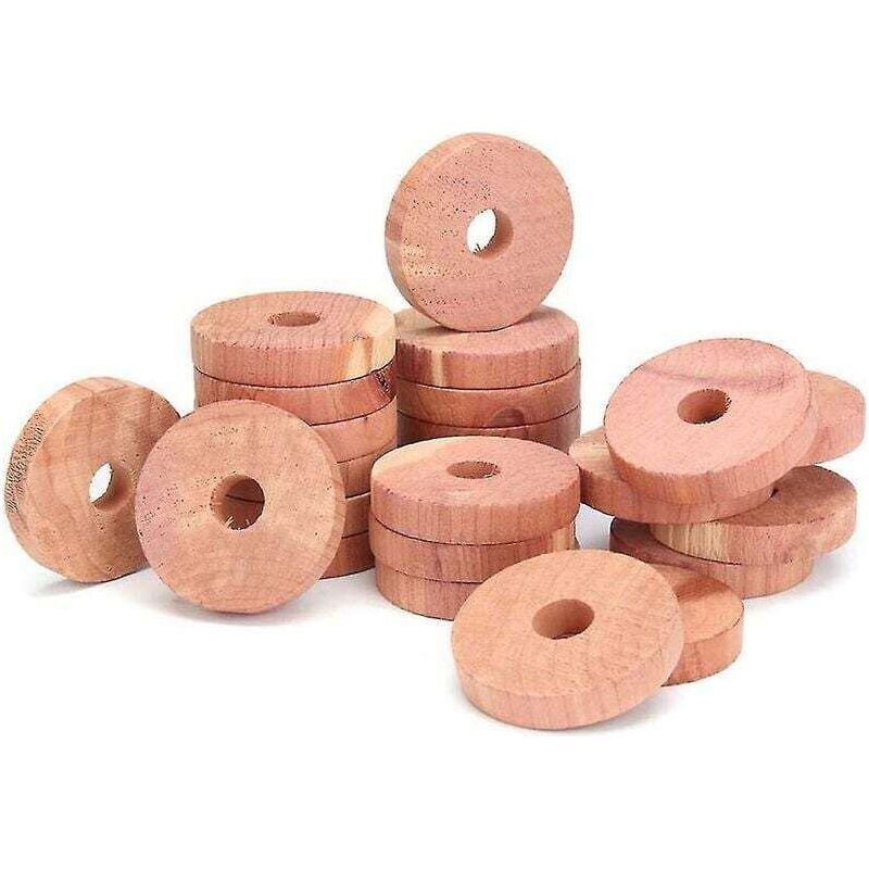 Packung Mit 30 Mottenabwehrringen Aus Zedernholz. 100 % Natürliches, Chemikalienfreies Abwehrmittel. Schützt Schränke Und Schubladen.