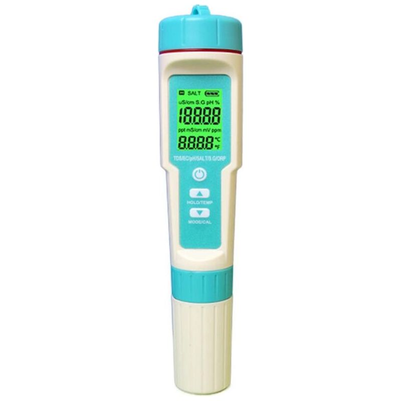 Wasserdichtes 7-in-1-ph-meter: Misst Ph-wert, Salzgehalt, Tds Und Orp. Wasserqualitätstester Für Aquakultur Und Schwimmbäder.