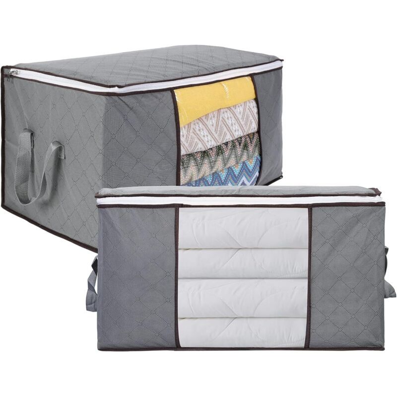 2-teiliges Aufbewahrungstaschen-set Für Unter Dem Bett, 90 L, Feuchtigkeitsbeständiges Vliesmaterial, Maße 60 X 44 X 35 Cm, Verstärkter Griff, Für Bettwäsche Und Kleidung – 60 X 44 X 35 Cm