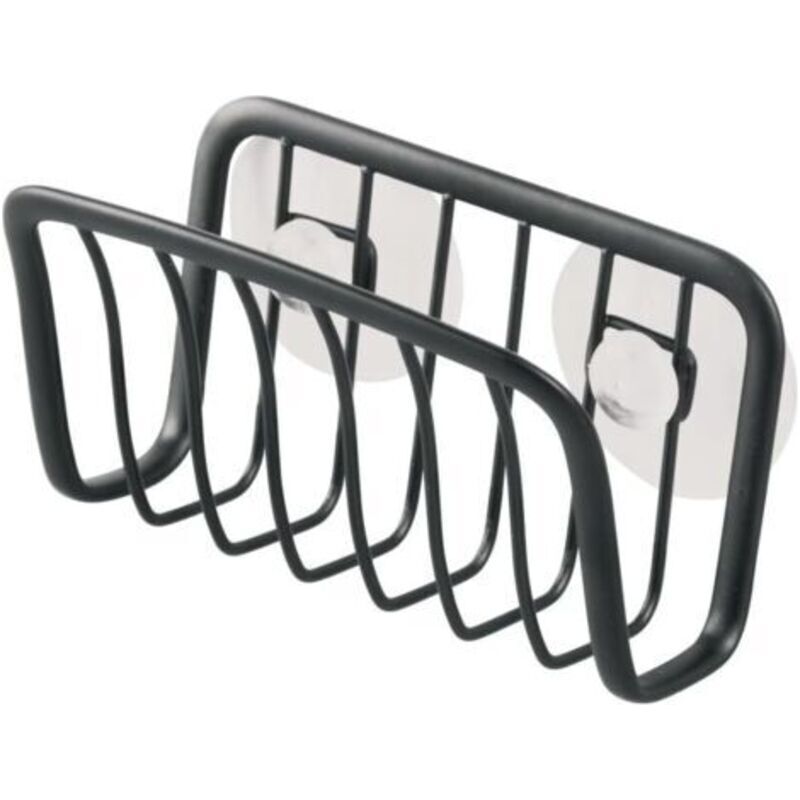 Schwammhalter Aus Metall Mit Saugnäpfen. Schwarzer Spülbecken-organizer. Fach Für Schwämme Und Scheuerschwämme. Schnelles Und Hygienisches Trocknen.