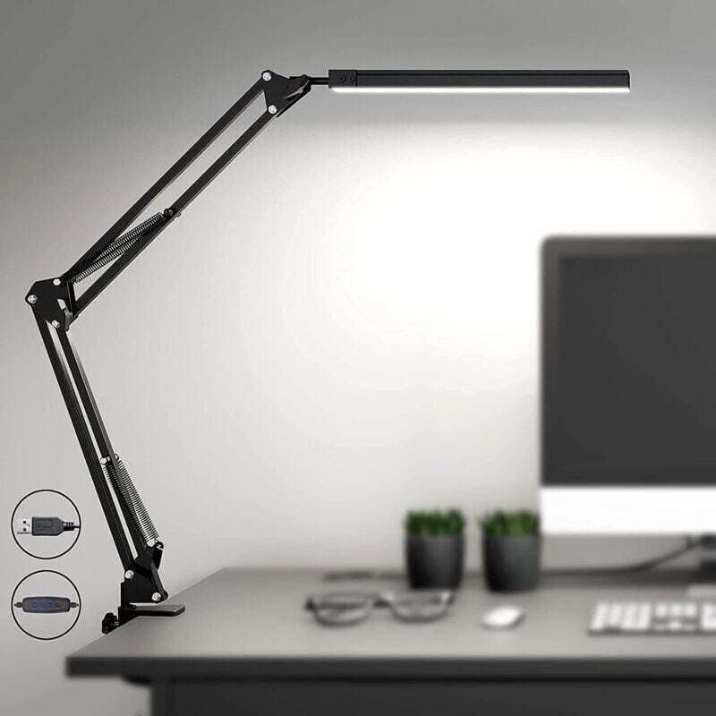 Leistungsstarke Led-schreibtischlampe Mit Klemme, 3 Beleuchtungsmodi X 10 Stufen, Augenschutz, Einstellbare Helligkeit 3200k-6500k