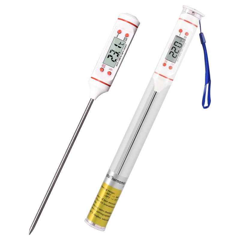 Digitales Küchenthermometer Mit Sonde, 15 Cm – Lcd-bildschirm, Messbereich -50 °c Bis +300 °c, Edelstahlsonde Für Fleisch, Grillen, Gebäck Und Kochen (weiß)
