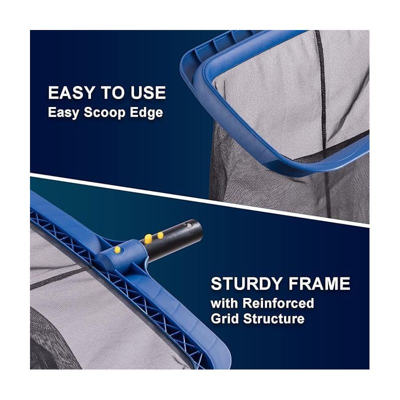 Poolaza Poolreinigungsset, Feinmaschiges Poolskimmernetz & 45 Cm Poolbürste, Robuster Rahmen-poolskimmer & Professioneller Poolbürstenkopf