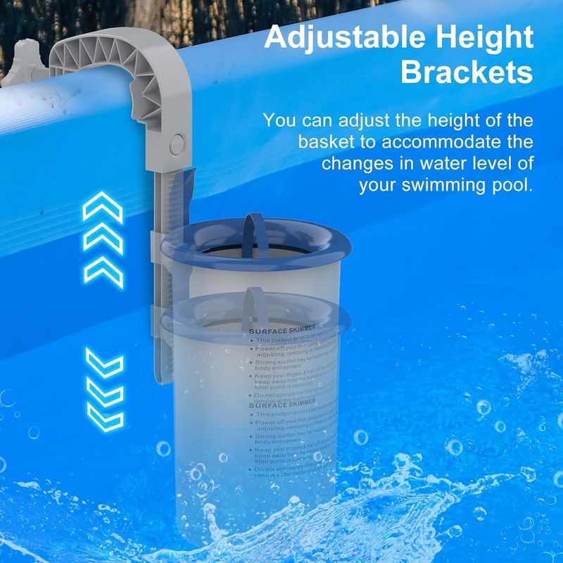 Poolaza Oberflächenskimmer Für Aufstellpools, Wandhalterung Für Poolpflegezubehör Für Aufblasbare, Röhrenförmige Und Metallrahmenpools, Schwimmender Skimmerkorb
