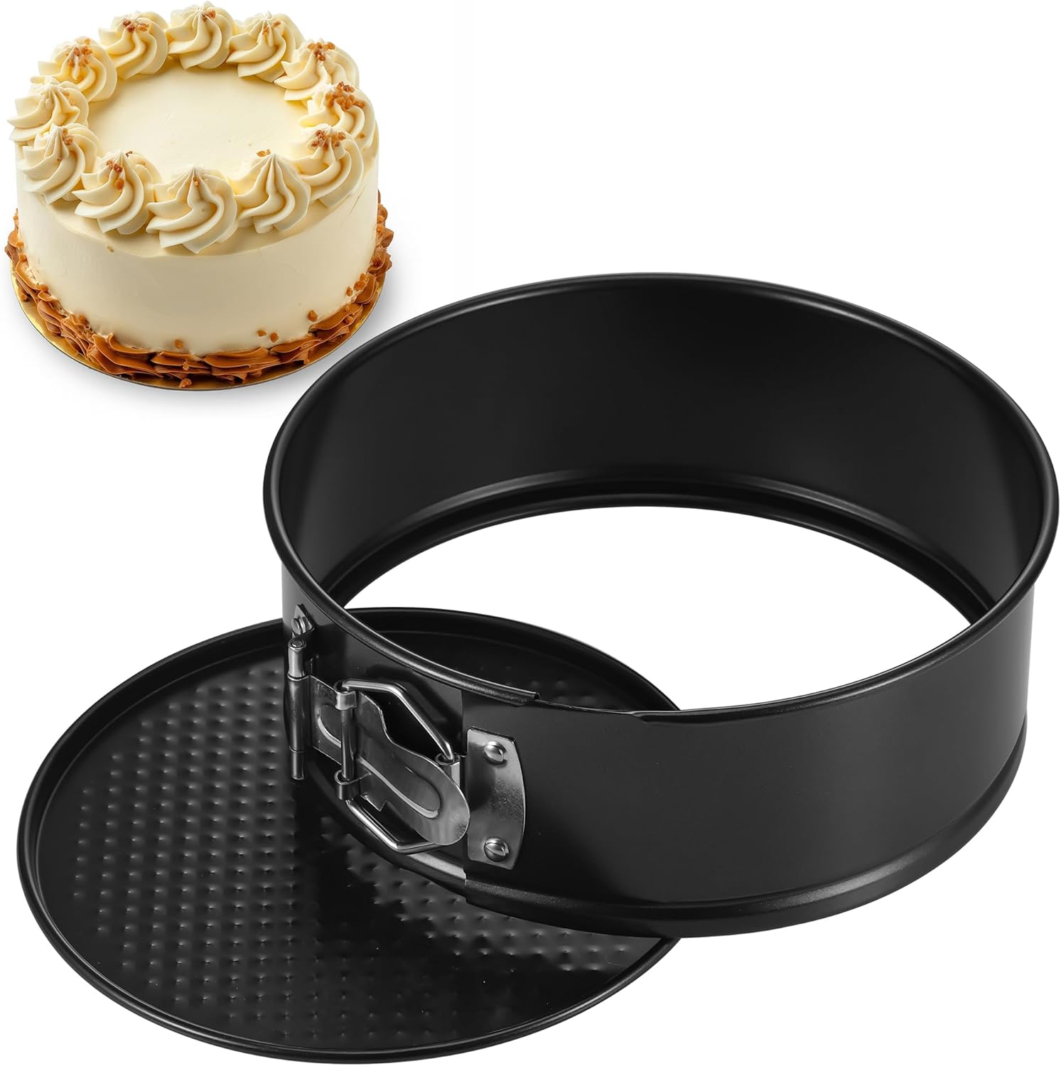 Runde Springform (18 Cm Durchmesser), Kleine Kuchenform Mit Antihaftbeschichtung, Kleine Kuchenform Mit Flachem Boden Zum Backen Von Kuchen, Schwarz