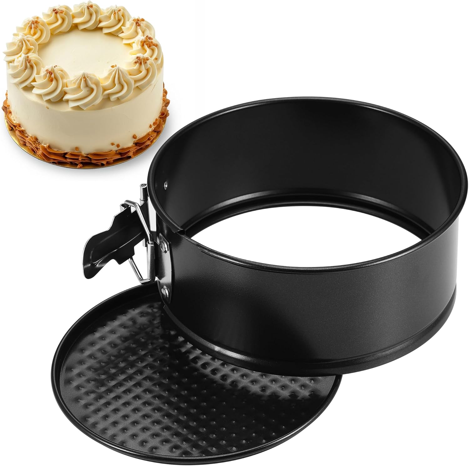 Runde Springform (15 Cm Durchmesser), Kleine Kuchenform Mit Antihaftbeschichtung, Kleine Kuchenform Mit Flachem Boden Zum Backen Von Kuchen, Schwarz
