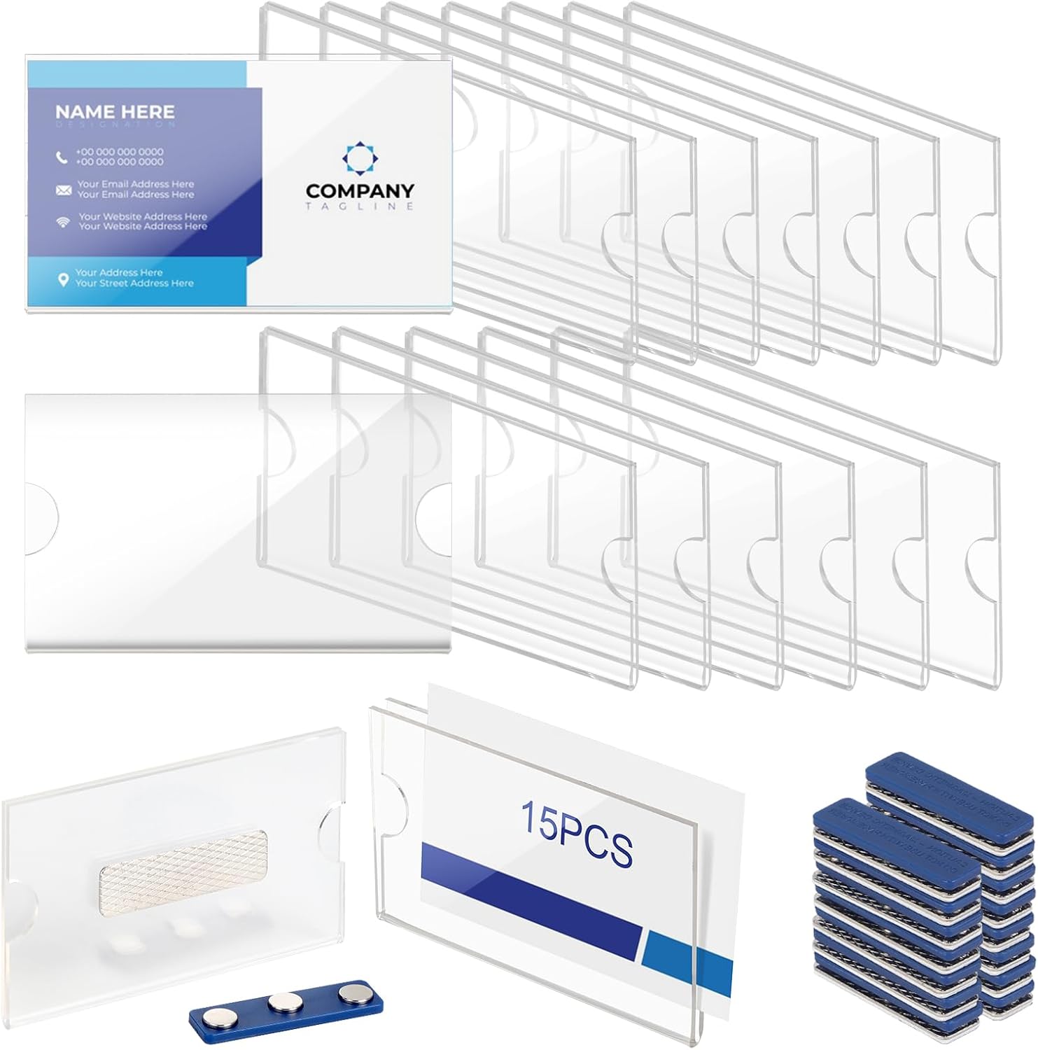 15er-pack Magnetische Namensschilder Aus Kunststoff, 90 X 54 Mm, Magnetische Schilder Für Kleidung, Transparenter Ausweishalter Mit Starkem 3-punkt-klebemagnet