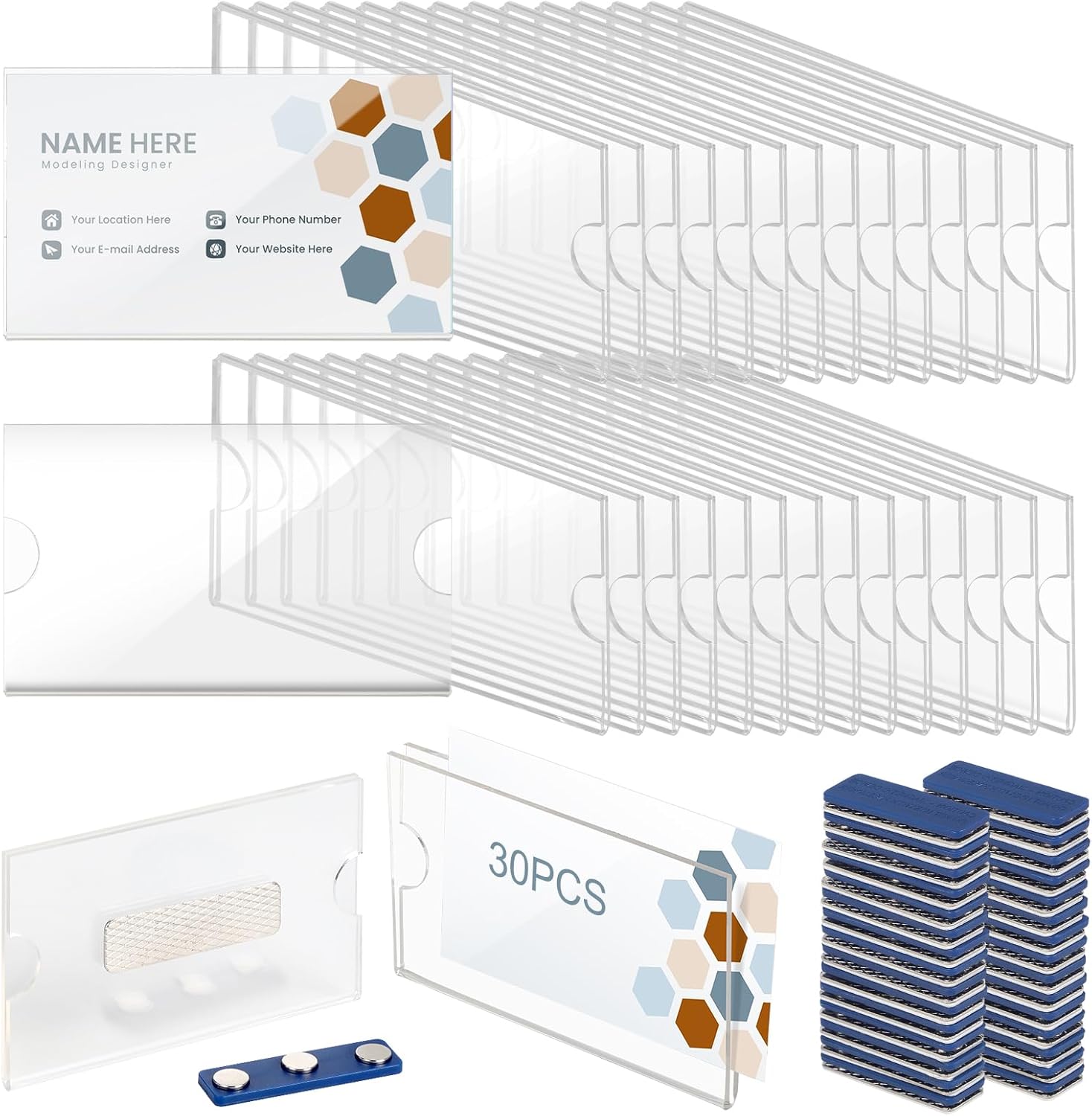 30er-pack Magnetische Namensschilder Aus Kunststoff, 90 X 54 Mm, Magnetische Schilder Für Kleidung, Transparenter Ausweishalter Mit Starkem 3-punkt-klebemagnet