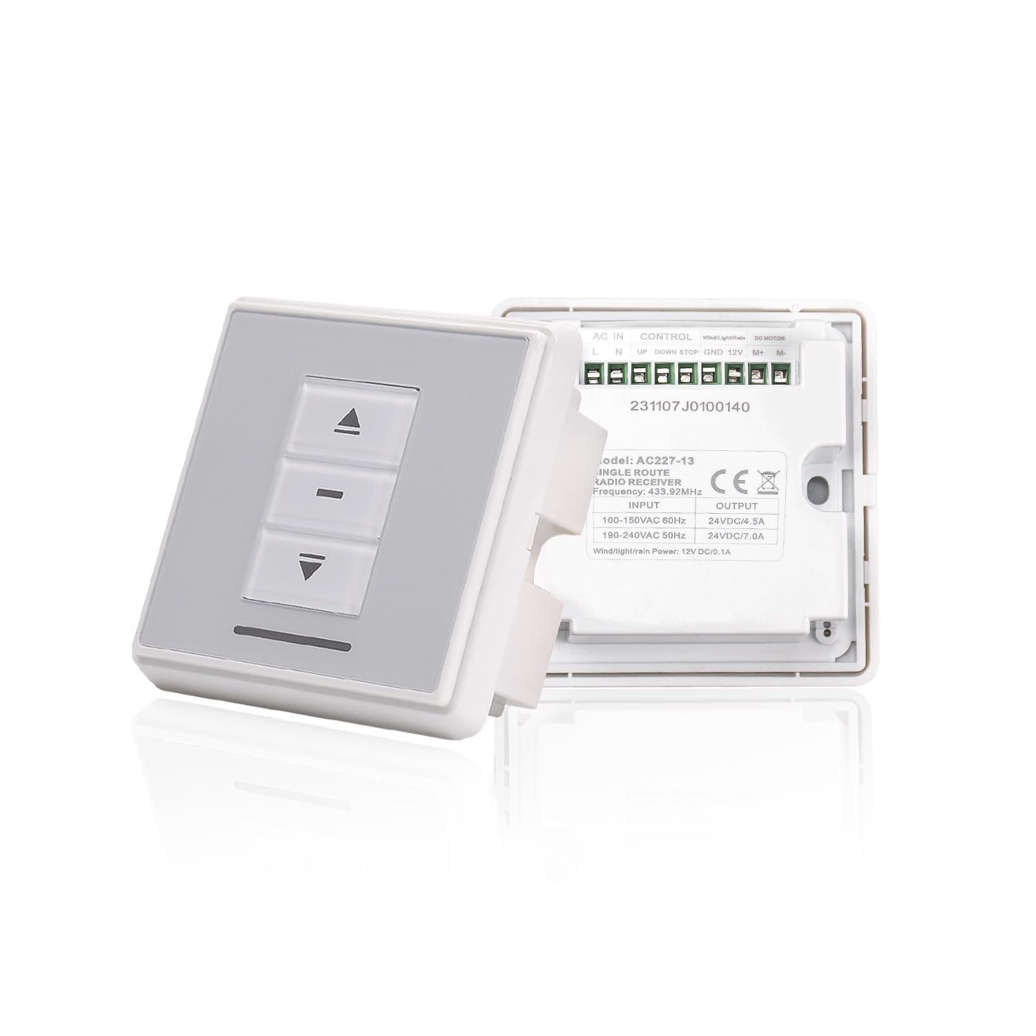 Rollerhouses Ac227-03 Einzelwandschalter 24 V Dc Mit Integriertem 433-mhz-funkempfänger