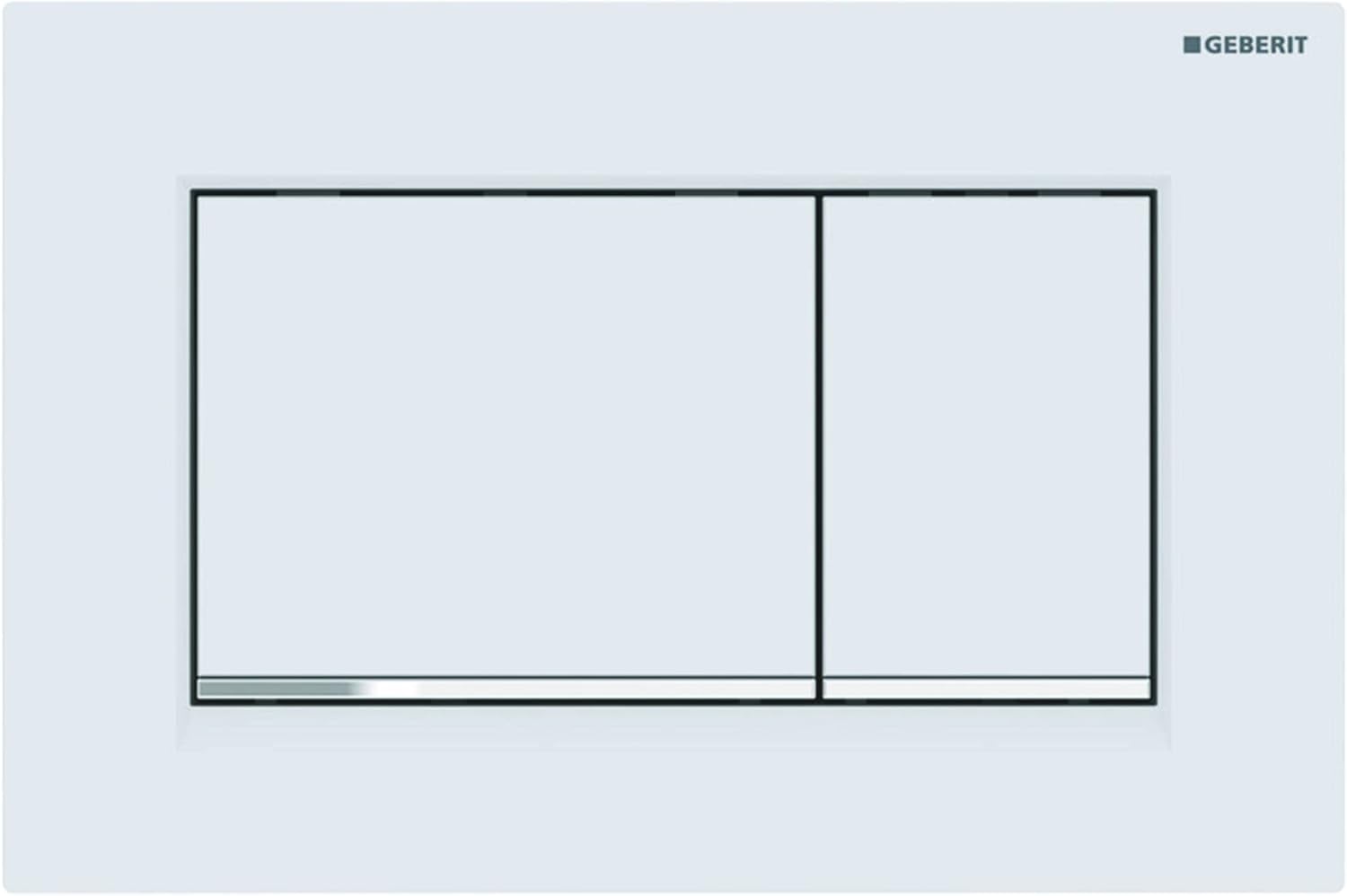 Kompatibel Mit Geberit Sigma30 115.883.jt.1 Betätigungsplatte – Zweimengenspülung – Frontbetätigung – Mattweiß Mit Chromstreifen