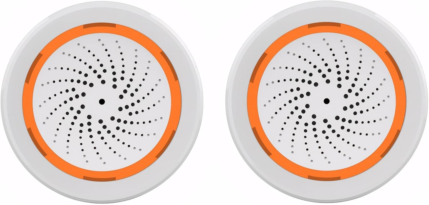 Set Aus 2 Drahtlosen Wlan-sicherheitsalarmen Mit Sofortiger Benachrichtigung Auf Dem Smartphone, Steuerbar Über Die Tuya-app, Kein Hub Erforderlich, Kompatibel Mit Smart Life/tuya/alexa/google Assista