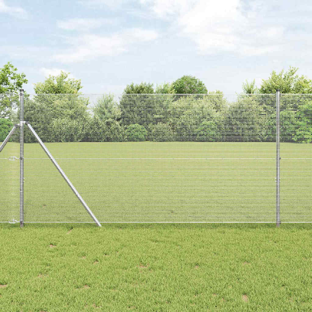Vidaxl Geschweißter Drahtzaun, Bodenverankert 25 X 1,4 M Silber Netz