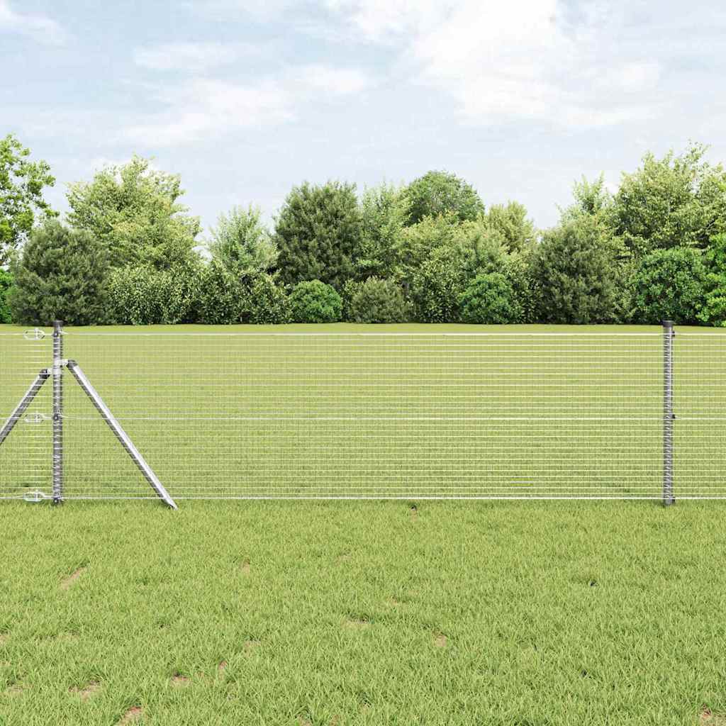 Vidaxl Geschweißter Drahtzaun, Bodenverankert 10 X 0,5 M Silber Netz