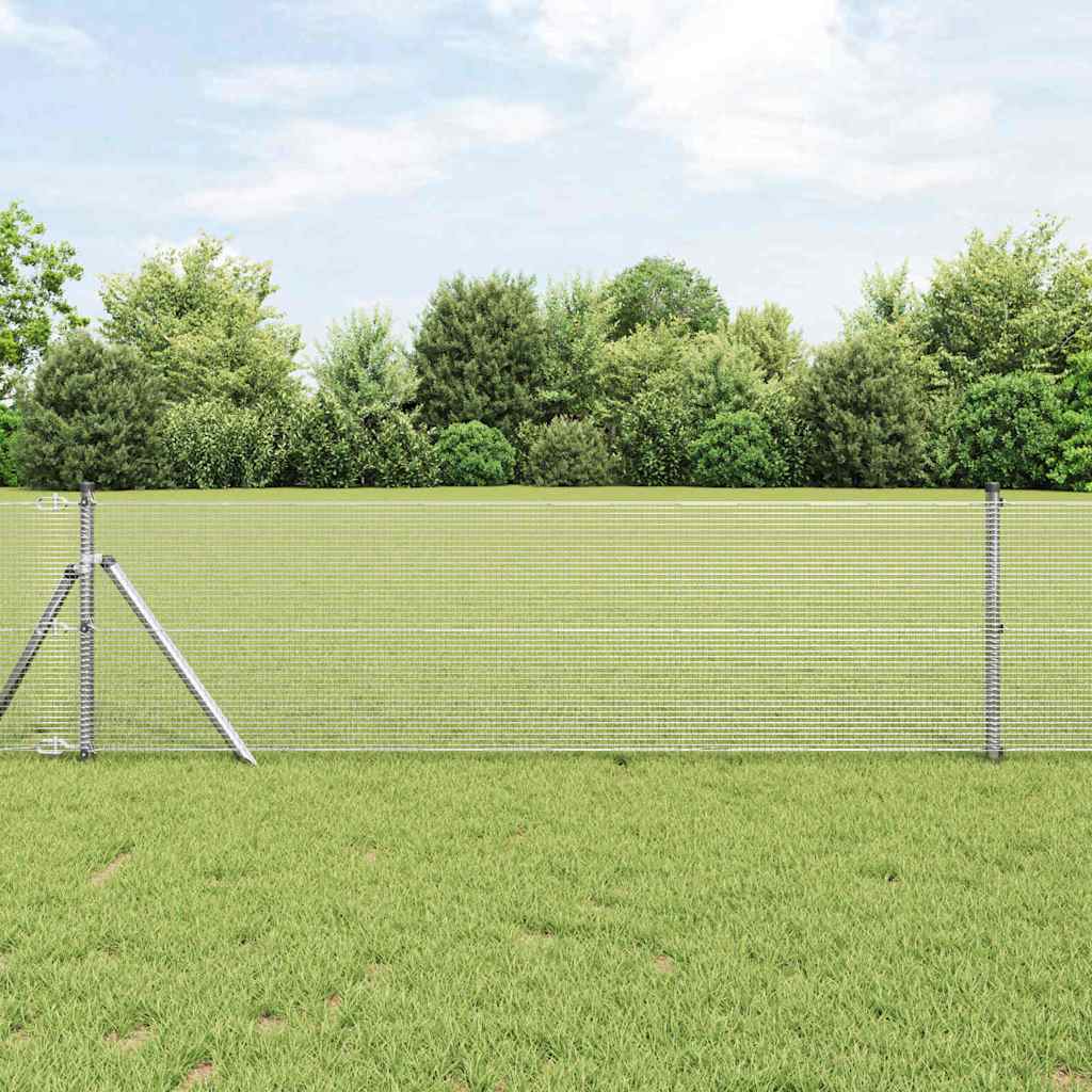 Vidaxl Geschweißter Drahtzaun, Bodenverankert 25 X 0,4 M Silber Netz