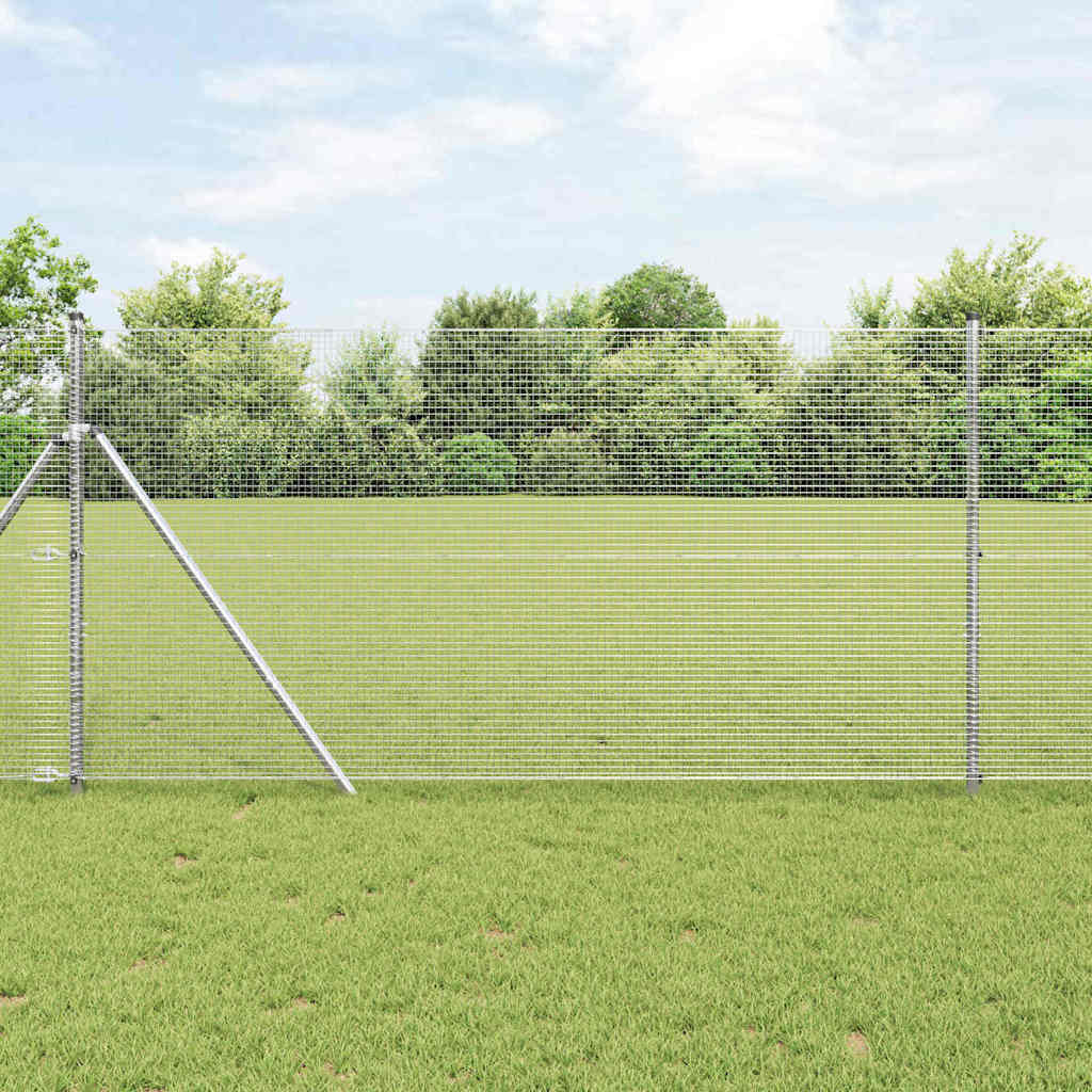 Vidaxl Geschweißter Drahtzaun, Bodenverankert 10 X 1,4 M Silber Netz