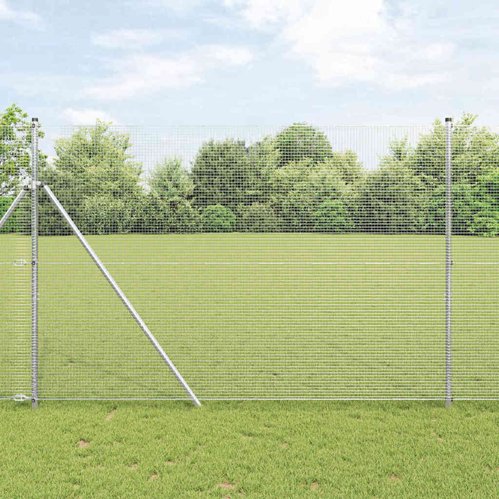 Vidaxl Geschweißter Drahtzaun, Bodenverankert 25 X 1,6 M Silber Netz