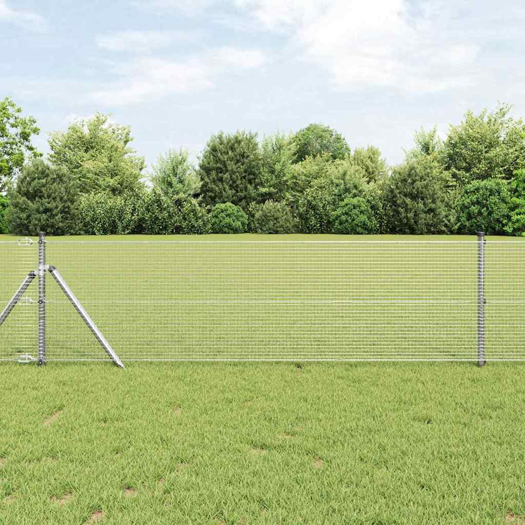 Vidaxl Geschweißter Drahtzaun, Bodenverankert 100 X 0,8 M Silber Netz