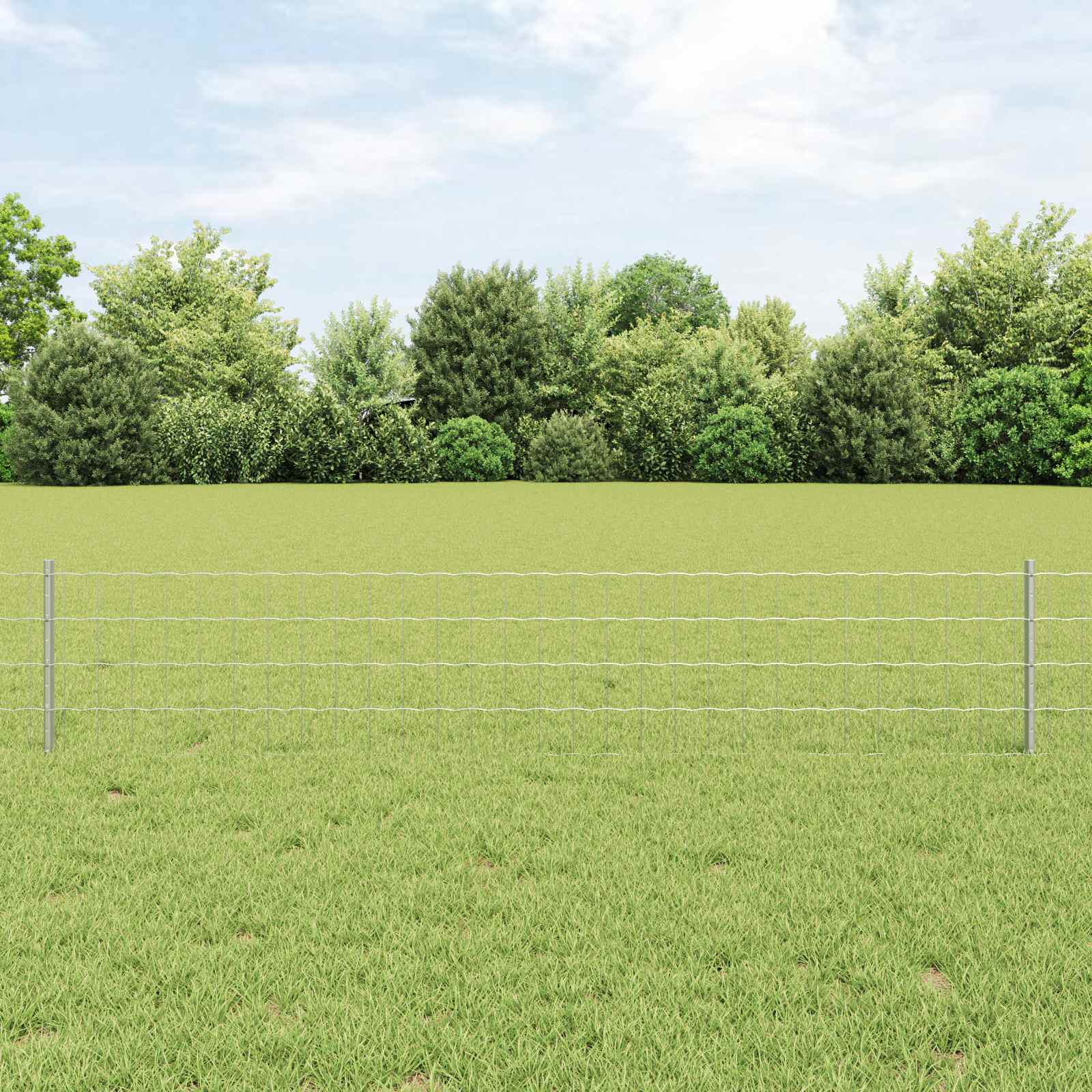 Vidaxl Eurozaun Mit Pfosten 25 X 0,4 M Verzinkter Stahl Silber Netz