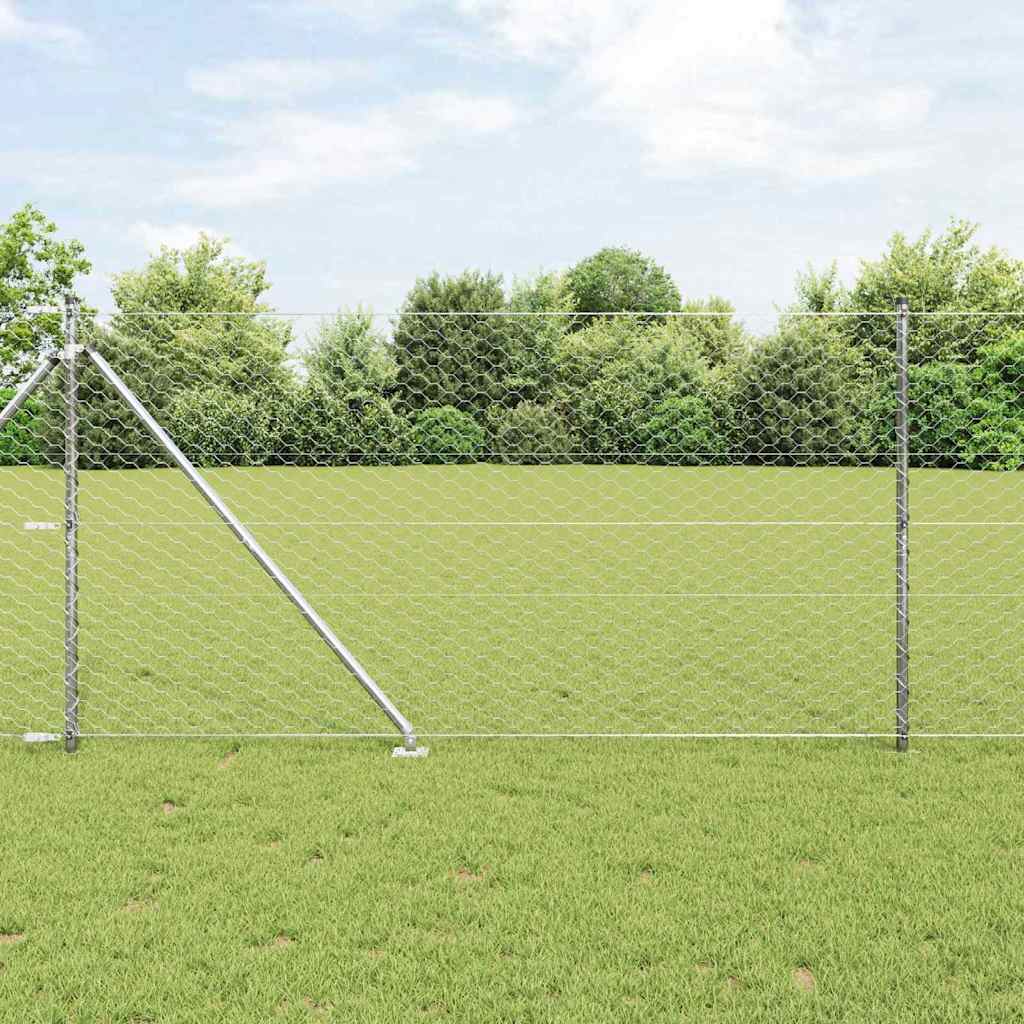 Vidaxl Sechseckzaun Mit Pfosten 25 X 1,4 M Verzinkter Stahl Silber