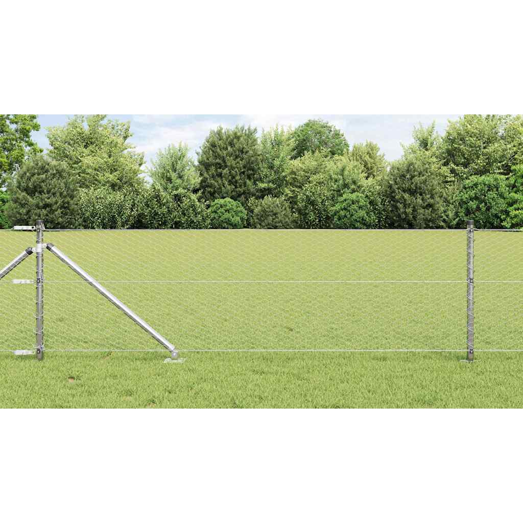 Vidaxl Sechseckzaun Mit Pfosten 100 X 0,6 M Verzinkter Stahl Silber