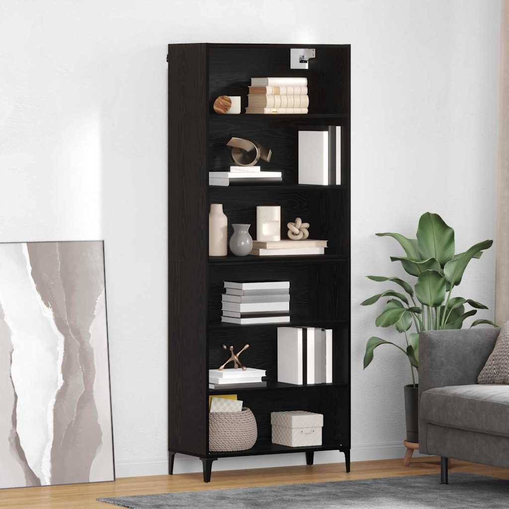 Vidaxl Haut Armoire Chêne Noir 69,5 X 34 X 180 Cm Bois D'Ingénierie