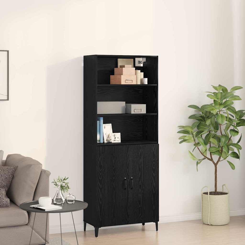 Vidaxl Haut Armoire Chêne Noir 69,5 X 32,5 X 180 Cm Bois D'Ingénierie