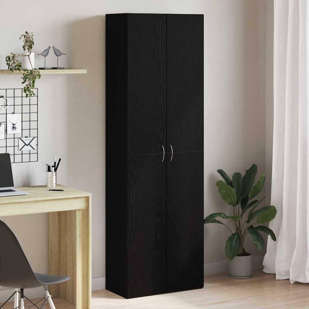 Vidaxl Büroschrank Schwarz Eichen-optik 60 X 32 X 190 Cm Holzwerkstoff