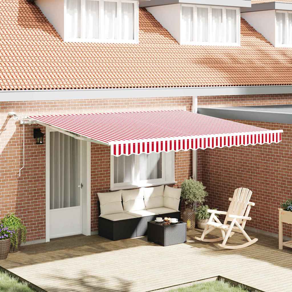 Vidaxl Auvent Rétractable Rouge Et Blanc 400 × 350 Cm Polyester
