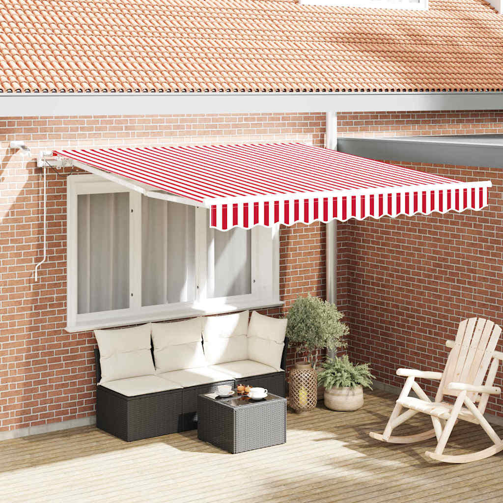 Vidaxl Auvent Rétractable Rouge Et Blanc 300 X 250 Cm Polyester